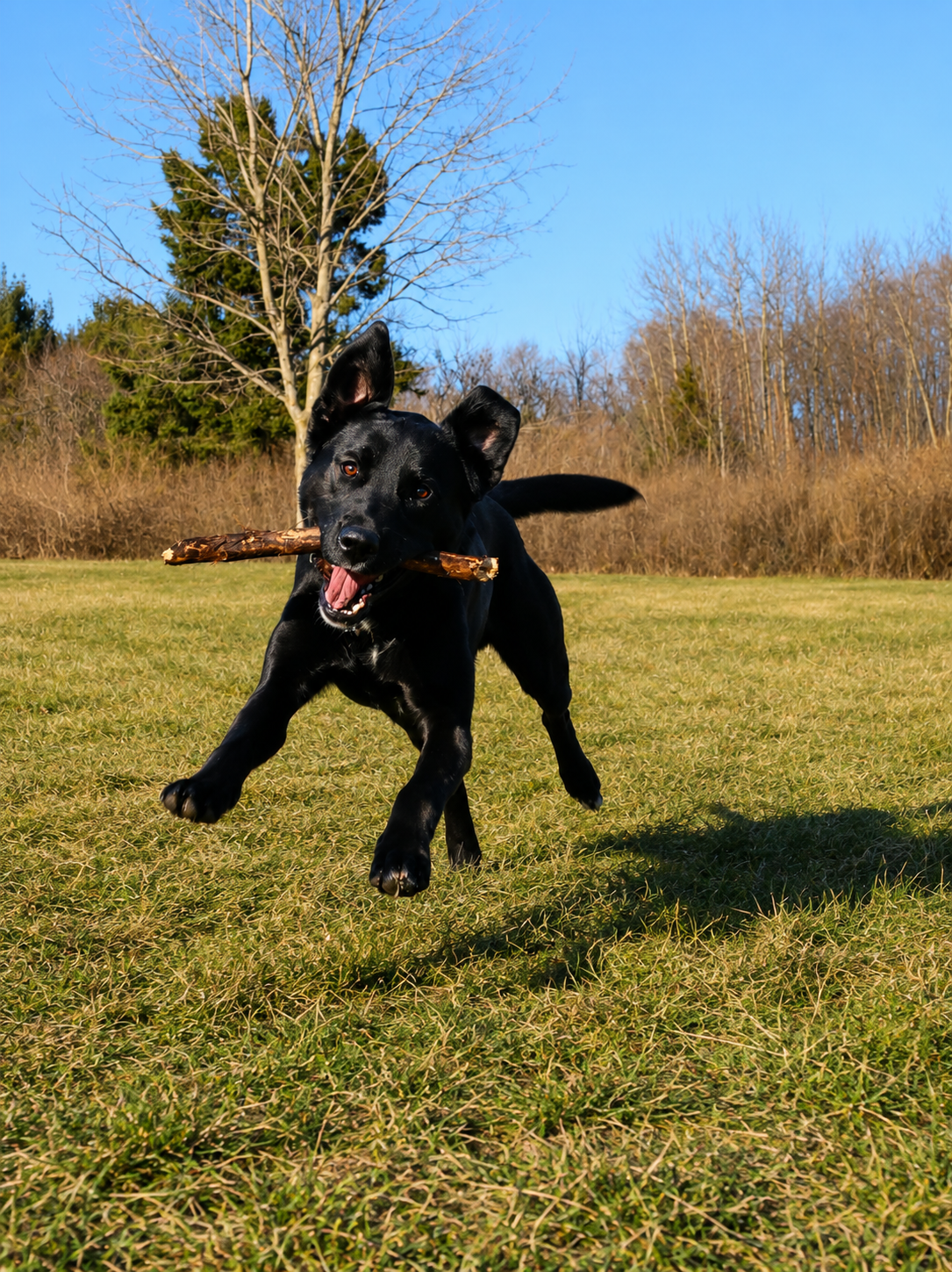 Black lab running